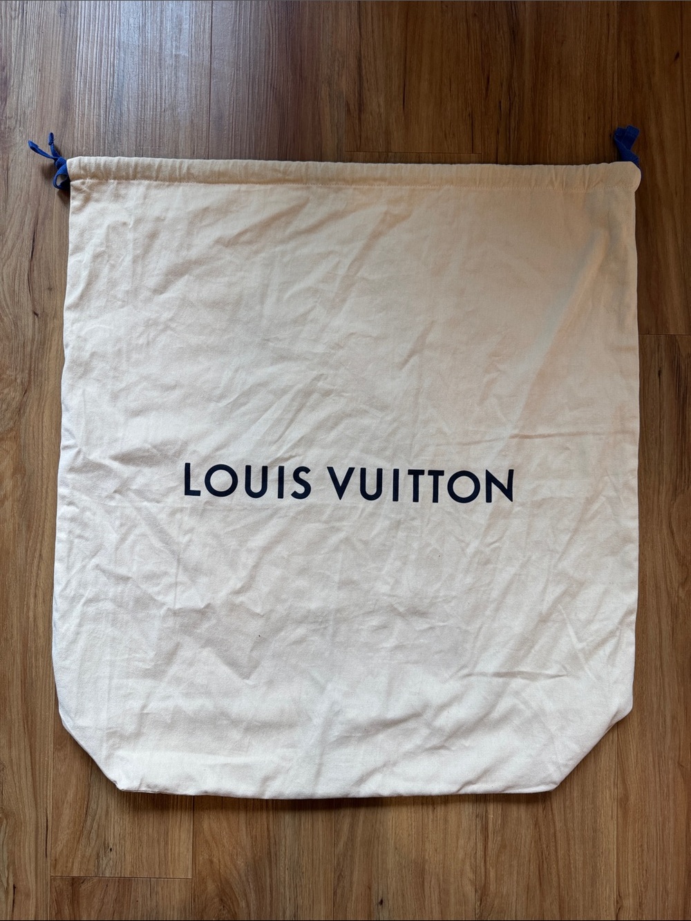 Louis Vuitton Cream Dust Bag with Blue Drawstring
